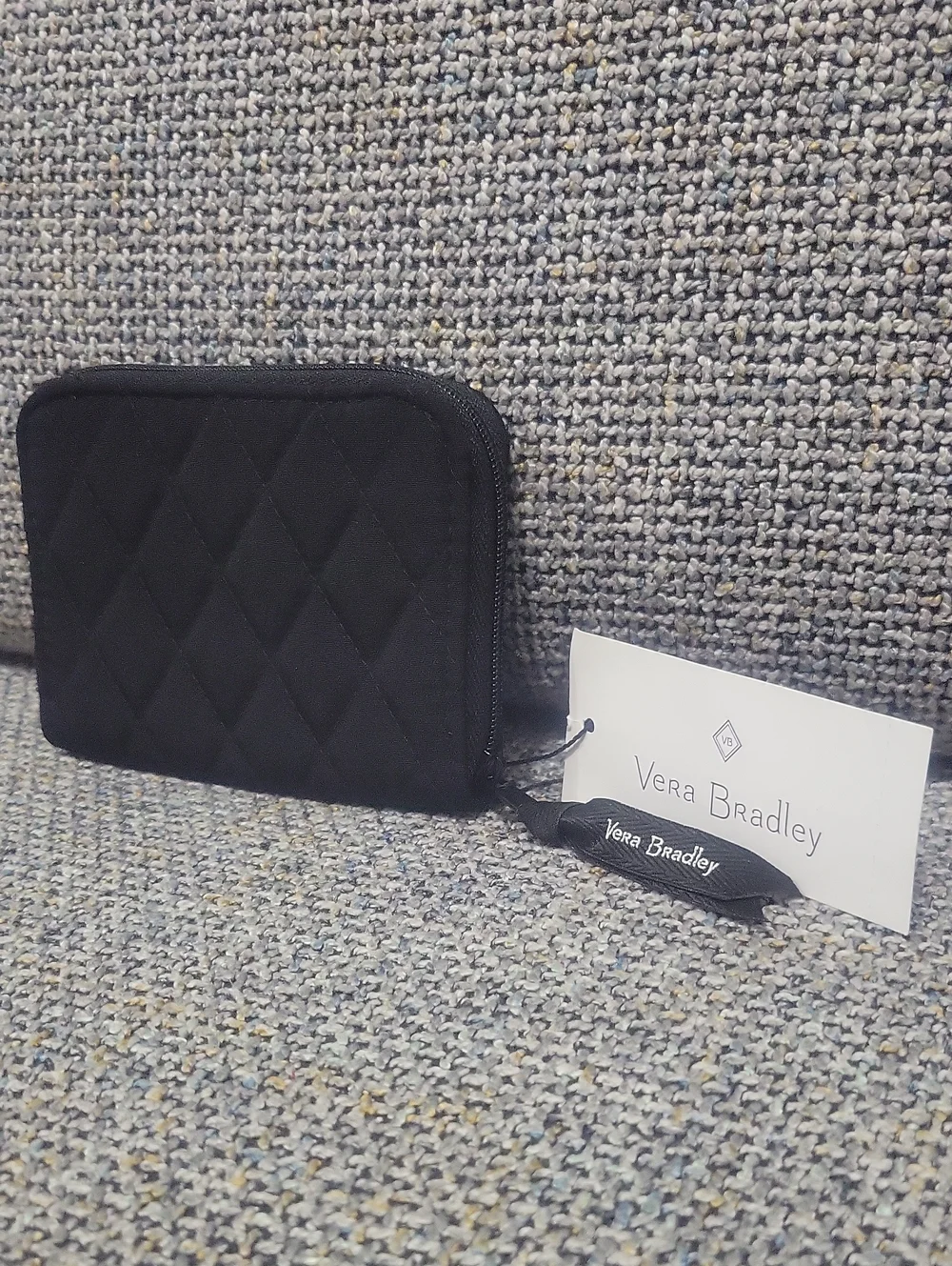 VERA BRADLEY Quilted RFID Small Zip-Around Wallet in Classic Black